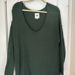 Aerie Deep Green Oversized V-Neck Sweater